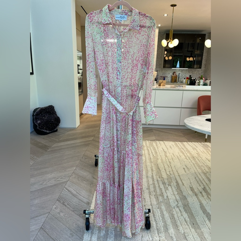 Sequin Wrap Long Dress with Tie Front